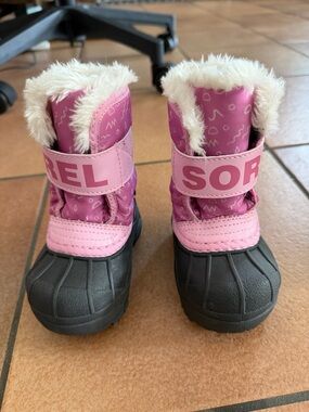Sorel Kids Pink & Purple Faux Fur Lined Rain & Snow Boots